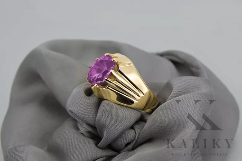 أميثست 14 كارت من الذهب الأصفر خاتم أسلوب فينتاج vrc016y